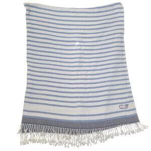 Vineyard Vines x Targe Blanket 100% Cotton Striped Throw Blanket Beachy Coastal